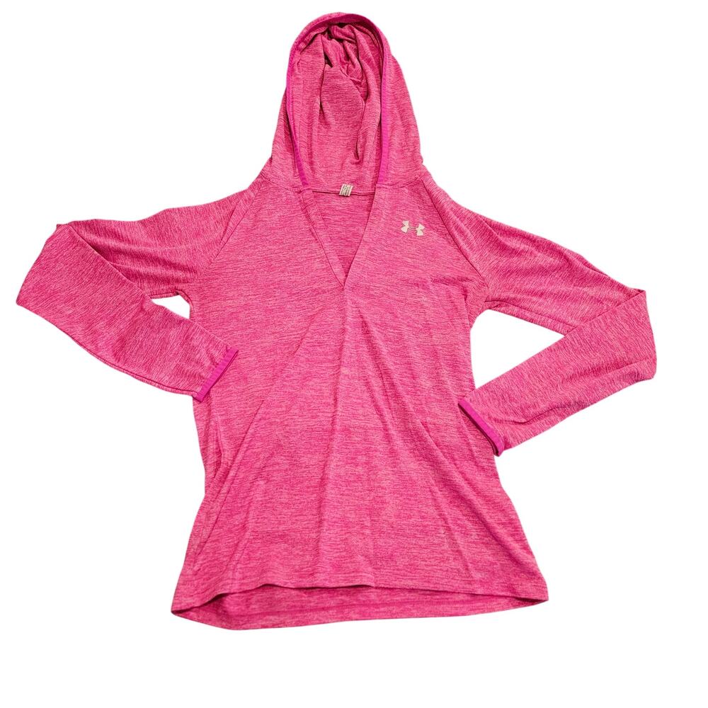 Under Armour Pink Hooded Long Sleeve Athletic Performance Top Women's Small